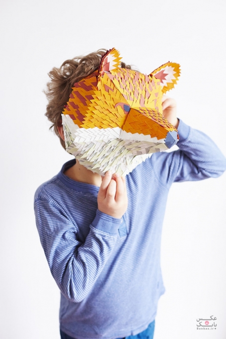 ساختن ماسک حیوانات توسط بیش از صدها تکه کوچک کاغذ