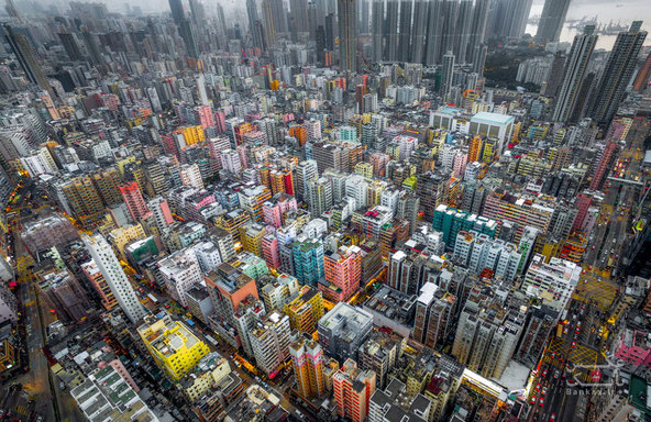 نمایش تراکم ساختمان های شهرهای هنگ کنگ با عکس های هوایی/بانک عکس