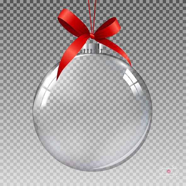 وکتور توپ شیشه‌ای نامرئی کریسمس با برف/بانک عکس