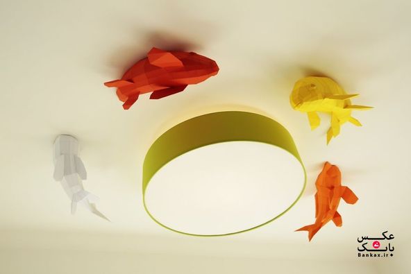 طراحی داخلی با ساخت اوریگامی ماهی کوی ( Koi Fishes )/بانک عکس