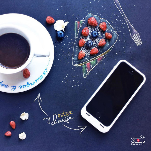 رسم تصاویر زیبا در  پس زمینه ی  قهوه صبحانه ی من/بانک عکس