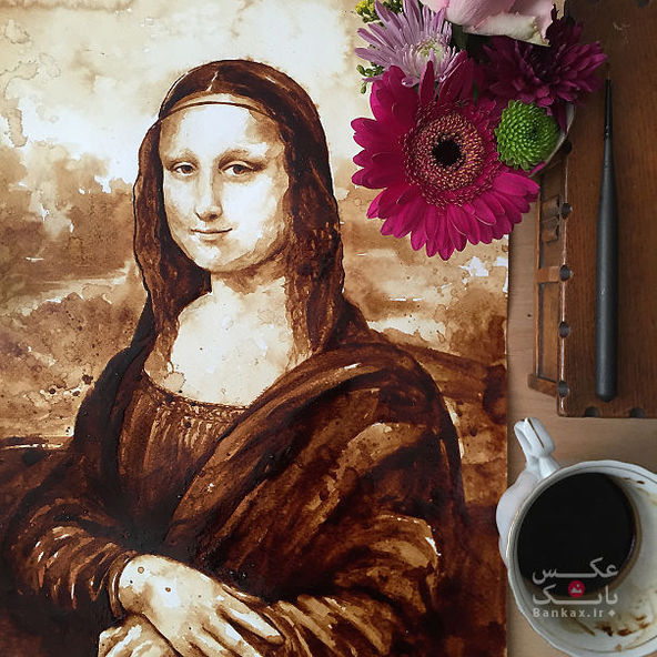 اثر هنری Mona Lisa با قهوه/بانک عکس