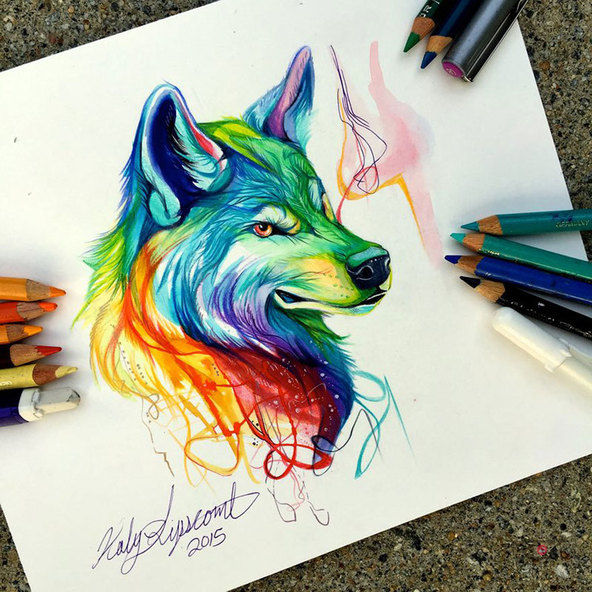 حیوانات وحشی روان با مداد رنگی و ماژیک/بانک عکس