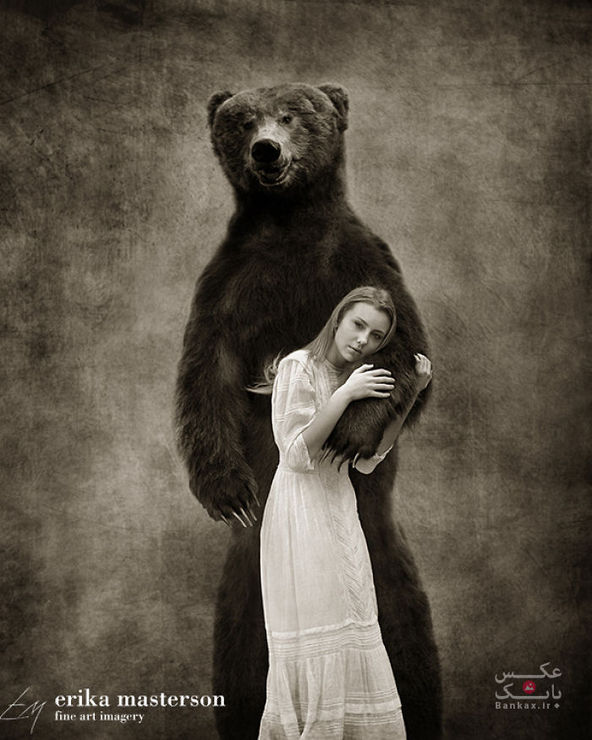 عکاسی از دختران به همراه حیوانات تاکسیدرمی برای نشان دادن رابطه انسان و طبیعت/بانک عکس