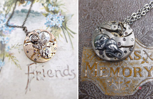 جواهراتی که توسط مادر و دختری از قطعات ساعتهای جیبی قدیمی ساخته شده است/بانک عکس