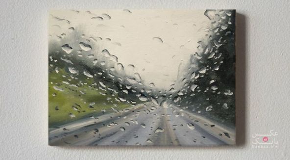 باران روی بوم نقاشی، شیشه جلو اتومبیل/بانک عکس