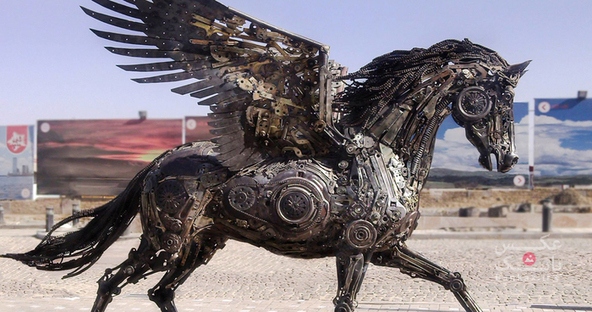 مجسمه حیوانات ساخته شده از قطعات فلز و ماشین توسط حسن نوروزی/بانک عکس