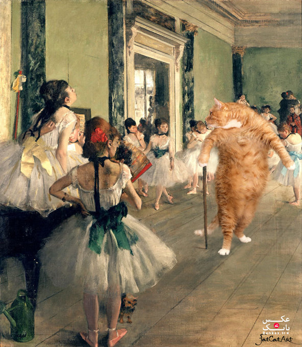 گربه چاق وارد شده در نقاشی های مشهور/بانک عکس
