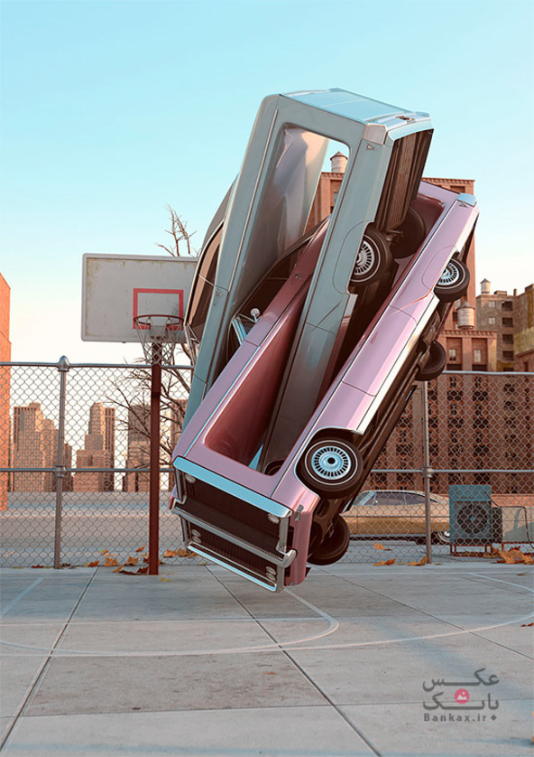 طراحی گرافیک های سه بعدی با عنوان «اتومبیل های در حال ایروبیک»/بانک عکس